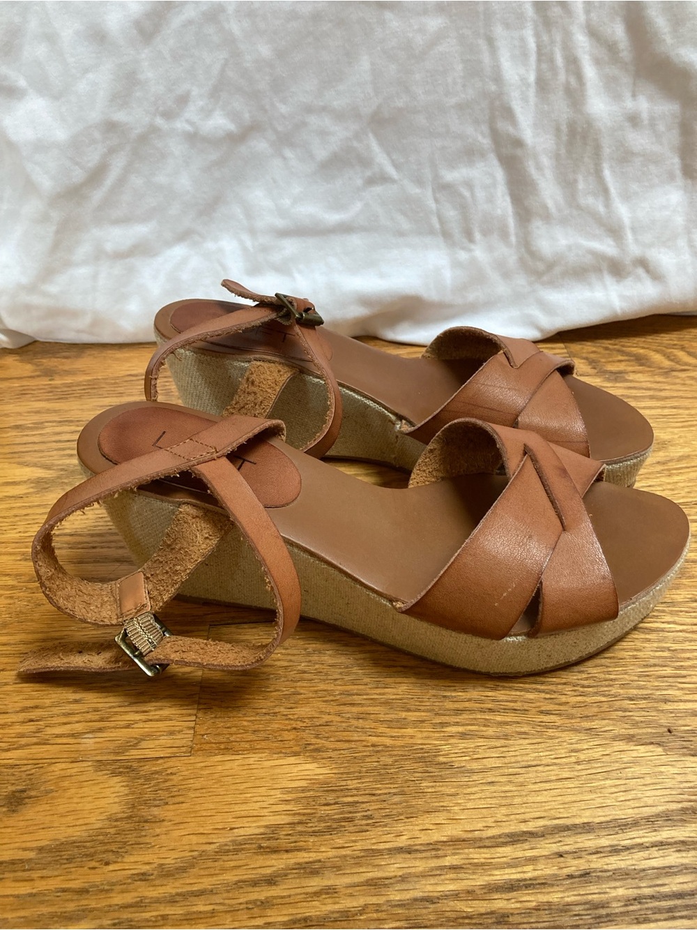 LOFT leather woven wedge sandals